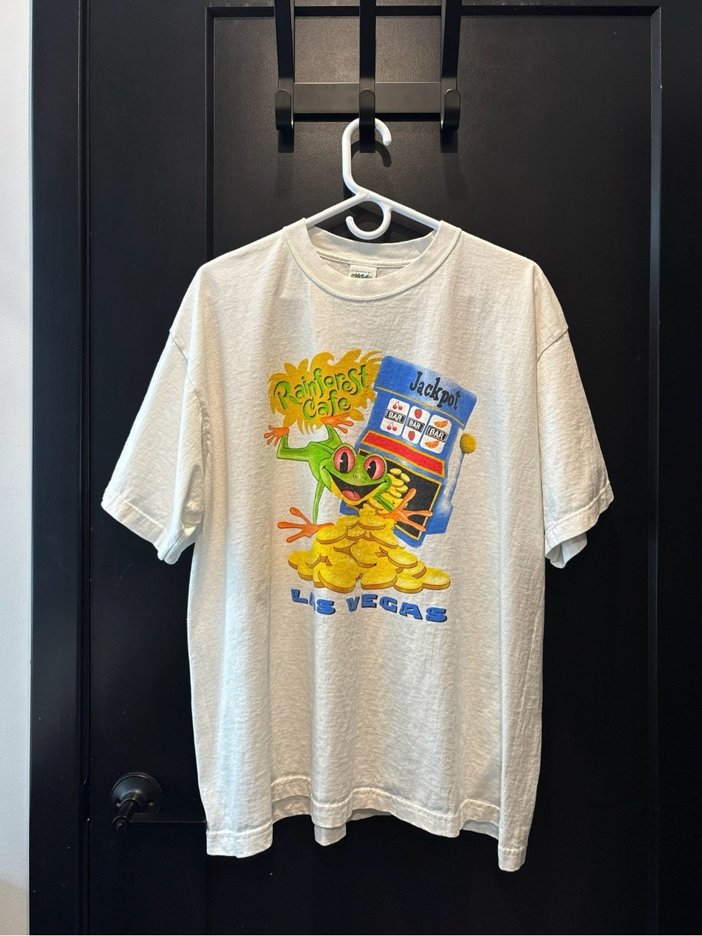 RAINFOREST Cafe White Las Vegas T-Shirt with Tree Frog Mascot